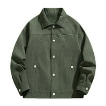 CHEEREAM Men's Corduroy Shirt Jackets Long Sleeve Button up Shirts Lightweight Casual Shacket with Chest Flap Pockets Army Green XL
