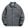 thumbnail image 1 of CHEEREAM Men's Corduroy Shirt Jackets Long Sleeve Button up Shirts Lightweight Casual Shacket with Chest Flap Pockets Dark Gray L, 1 of 5