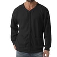 thumbnail image 1 of CHEEREAM Men's Cotton Cardigan Sweater V Neck Long Sleeve Button Knitwear Casual Solid Color Knitted Regular Fit Cardigan with Pocket Black XL, 1 of 7