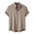 thumbnail image 1 of CHEEREAM Men's Cotton Linen Shirts Casual Short Sleeve Button Up Shirts Lightweight Beach Tops with Pocket, 1 of 4