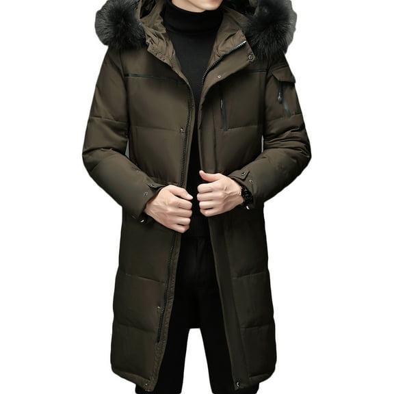 CHEEREAM Men's Extra Long Parka Winter Coats Hooded Puffer Jacket Heavy Warm Water-resistant Outerwear Cold Weather Coffee 3XL