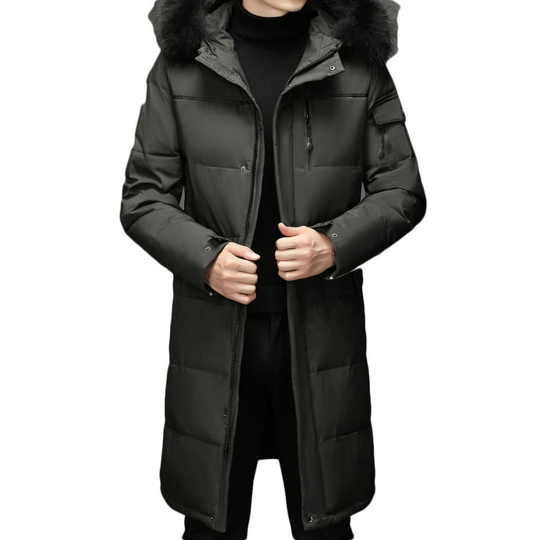 CHEEREAM Men's Extra Long Parka Winter Coats Hooded Puffer