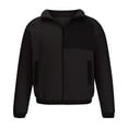 thumbnail image 1 of CHEEREAM Men's Fleece Jackets Stand Collar Full Zip Lightweight Jacket Color Block Casual Soft Warm Coats with Pockets Black 3XL, 1 of 3