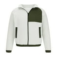 thumbnail image 1 of CHEEREAM Men's Fleece Jackets Stand Collar Full Zip Lightweight Jacket Color Block Casual Soft Warm Coats with Pockets White XXL, 1 of 3