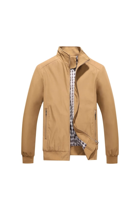 Men's Flight Bomber Jacket Casual Slim Fit Outdoor Active Lightweight Jacket s Softshell Zipper Fall Coat Khaki S