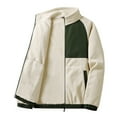 thumbnail image 1 of CHEEREAM Men's Full Zip Soft Polar Fleece Jacket Color Block Outdoor Recreation Coat with Pockets Long-Sleeve Comfortable Outerwear with Pockets Khaki L, 1 of 4