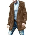 thumbnail image 1 of CHEEREAM Men's Fuzzy Faux Fur Suede Leather Sherpa Cardigans Jackets Hooded Thick Wool Blend Winter Plus Size Chunky Warm Coat Khaki 5XL, 1 of 6