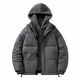 thumbnail image 1 of CHEEREAM Men's Hooded Winter Coat Warm Puffer Jacket Thicken Cotton Coat with Hood for Men Plus Size Windproof Outwear Gray 4XL, 1 of 5