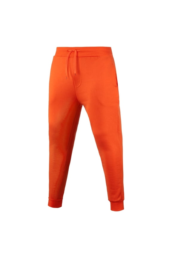 Men's Lightweight Cotton Joggers with Pockets Active Sweatpants Sports Track Pants Casual Stretch Waist Slim Trousers Orange 3XL