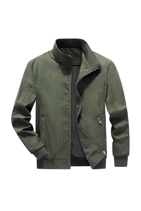 Men's Lightweight Jackets Casual Windbreaker Stylish Light Golf Full Zip Up Work Dress Business Varsity Army Green XXL