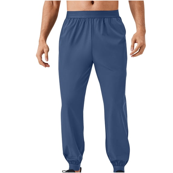 CHEEREAM Men's Lightweight Joggers Pants Cargo Hiking Running Athletic Workout Track Pants Travel Golf Sweatpants with Pockets Blue M