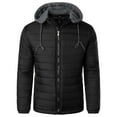 thumbnail image 1 of CHEEREAM Men's Lightweight Puffer Jacket Hooded Full Zip Water-Resistant Quilted Lined Winter Thicken Coats Outdoor Black L, 1 of 7