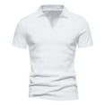 thumbnail image 1 of CHEEREAM Men's Muscle V Neck Polo Shirts Casual Short Sleeve Slim Fit Ribbed Golf T Shirt Athletic Tee White 5XL, 1 of 5