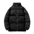 thumbnail image 1 of CHEEREAM Men's Padded Jackets Winter Full Zipper Fleece Outwear Casual Windproof Bomber Varsity Coat Heavyweight Quilted Puffer Parka Coats with Pockets Black M, 1 of 3