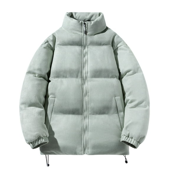 CHEEREAM Men's Padded Jackets Winter Full Zipper Fleece Outwear Casual Windproof Bomber Varsity Coat Heavyweight Quilted Puffer Parka Coats with Pockets Green 4XL