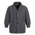 thumbnail image 1 of CHEEREAM Men's Pea Coat Slim Fit Single Breasted Short Wool Jacket Woolen Trench Coat Comfy Fashion Notched Lapel Overcoats with Pockets Dark Gray XL, 1 of 9
