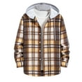 thumbnail image 1 of CHEEREAM Men's Plaid Hoodie Flannel Shirt Jacket Casual Button Down Long Sleeve Lightweight Regular Fit Hooded Shacket Jackets Gold M, 1 of 9