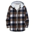 thumbnail image 1 of CHEEREAM Men's Plaid Hoodie Flannel Shirt Jacket Casual Button Down Long Sleeve Lightweight Regular Fit Hooded Shacket Jackets Orange XXL, 1 of 9