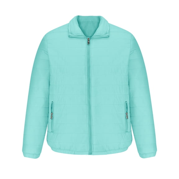 CHEEREAM Men's Puffer Jacket Packable Lightweight Puffy Jackets with Zippered Pockets Down Alternative Winter Coat Light Blue 3XL