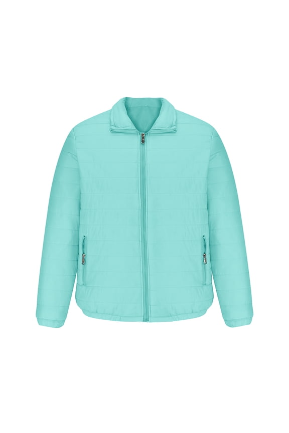 Men's Puffer Jacket Packable Lightweight Puffy Jackets with Zippered Pockets Down Alternative Winter Coat Light Blue L