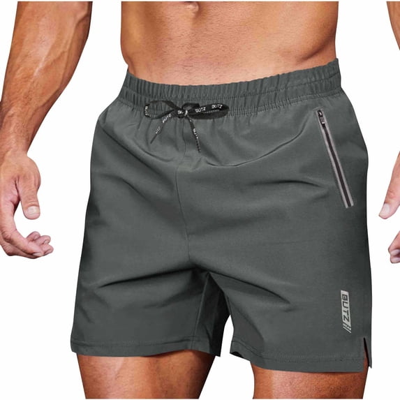 CHEEREAM Men's Running Athletic Shorts Quick Dry Lightweight Gym Shorts for Men Workout Basketball Exercise Shorts with Pockets Dark Gray S