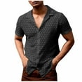 thumbnail image 1 of CHEEREAM Men's Sheer Openwork Shirts Short Sleeve Button Down Blouse Casual Collared Beach Summer Tops Black M, 1 of 3