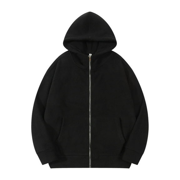 CHEEREAM Men's Sherpa Hoodie Jacket Polar Fleece Lined Zip Up Warm Hoodies Sweatshirt Winter Jackets Hooded Coats Outerwear with Pockets Black L