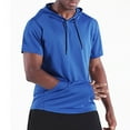 thumbnail image 1 of CHEEREAM Men's Short Sleeve Hoodie Workout Gym Sweatshirt Muscle Fit Fashion Athletic Hoodies Pullover Hooded T-Shirts Blue L, 1 of 5