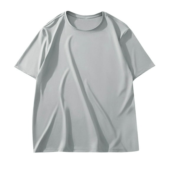 CHEEREAM Men's Short Sleeve T-Shirt Pack Essentials Crewneck Cotton T-Shirt Summer Basic Classic Tee Gray XL