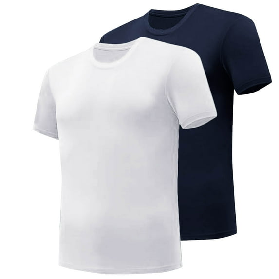 CHEEREAM Men's Undershirts Bamboo Rayon Short Sleeve Crewneck Tees Slim Fit T-Shirts 2 Pack