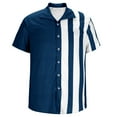 thumbnail image 1 of CHEEREAM Men's Vintage Bowling Shirts 1950s Casual Short Sleeve Button up Contrast Shirt Summer Color Block Cuban Shirts, 1 of 4