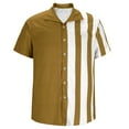 thumbnail image 1 of CHEEREAM Men's Vintage Bowling Shirts 1950s Casual Short Sleeve Button up Contrast Shirt Summer Color Block Cuban Shirts, 1 of 4