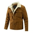 thumbnail image 1 of CHEEREAM Men's Vintage Fleece Sherpa Lined Corduroy Denim Trucker Jackets Lapel Button Down Thickened Winter Coats Brown L, 1 of 3