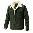 thumbnail image 1 of CHEEREAM Men's Vintage Fleece Sherpa Lined Corduroy Denim Trucker Jackets Lapel Button Down Thickened Winter Coats Green XL, 1 of 3