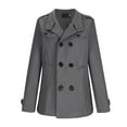 thumbnail image 1 of CHEEREAM Men's Winter Coat Wool Trench Peacoat Classic Notched Collar Overcoat Double Breasted Top Jacket Gray XXL, 1 of 4