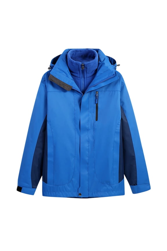 Men's Winter Skiing Jackets Waterproof Fleece Coats Insulated Thermal Snowboard Jacket Parka Raincoat with Hood Blue S