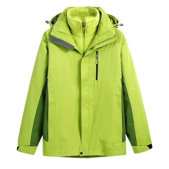 CHEEREAM Men's Winter Skiing Jackets Waterproof Fleece Coats Insulated Thermal Snowboard Jacket Parka Raincoat with Hood Green L