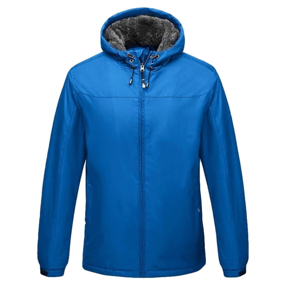 CHEEREAM Men's Work Coat Washed Duck Fleece Lined Waterproof Workwear Fit Relaxed Winter Hooded Active Jacket with Pockets Blue M