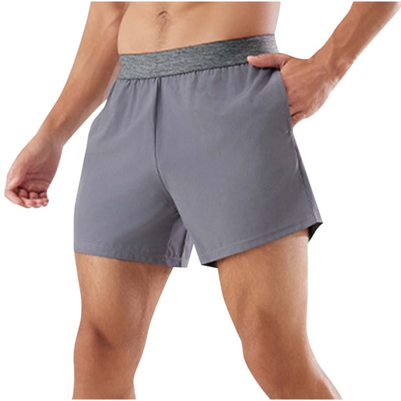 CHEEREAM Men's Workout Running Shorts Quick Dry Active 5 Inches Shorts with Pockets Lightweight Breathable Gray M