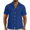 thumbnail image 1 of CHEEREAM Mens Casual Shirts Short Sleeve Button Down Shirts Fashion Textured Summer Beach Shirt, 1 of 5