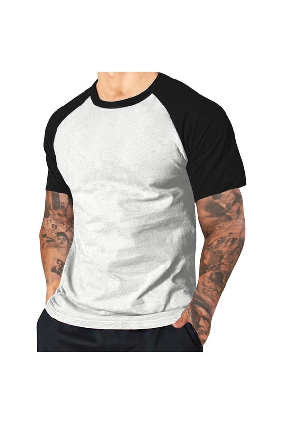 Mens Contrast Raglan T Shirts Short Sleeve Athletic Casual Skateboarding Sport Tee Breathable Quick Dry Tees Tops