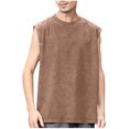 thumbnail image 1 of CHEEREAM Mens Cotton Sleeveless Tank Tops Cut Off Muscle Gym T Shirts Running Beach Loose Fit Tees Coffee S, 1 of 7