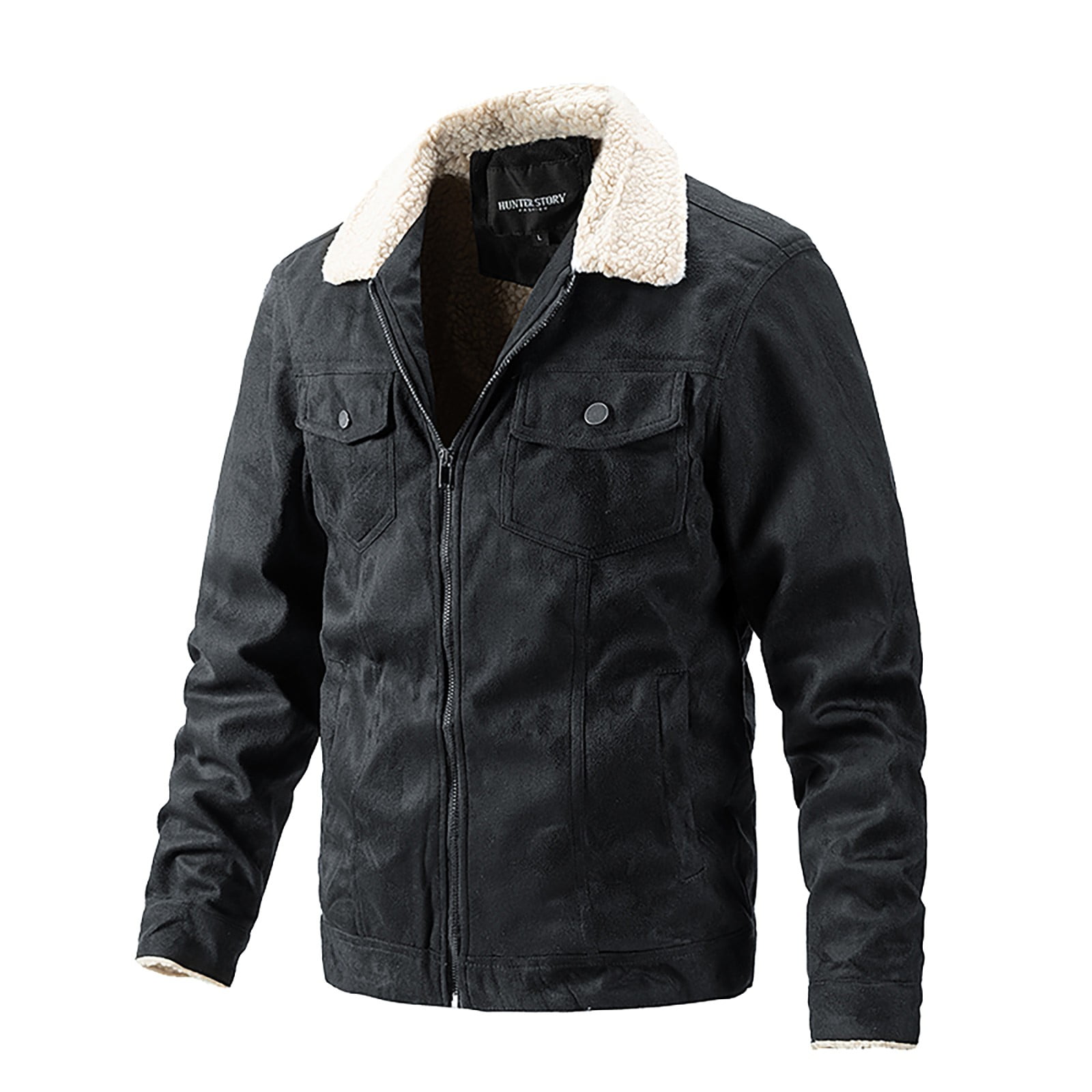 CHEEREAM Mens Faux Shearling Rancher Bomber Jacket Sheepskin Leather ...