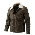 thumbnail image 1 of CHEEREAM Mens Faux Shearling Rancher Bomber Jacket Sheepskin Leather Warm Duffle Trench Coat Warm Wool Lined Mountain Faux Jackets Coffee M, 1 of 8