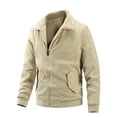 thumbnail image 1 of CHEEREAM Mens Fleece Lined Corduroy Jackets Heavyweight Full Zip Bomber Jacket Winter Warm Coat Quilted Lined Jacket Outwear with Pockets Beige XXL, 1 of 5
