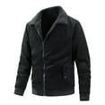 thumbnail image 1 of CHEEREAM Mens Fleece Lined Corduroy Jackets Heavyweight Full Zip Bomber Jacket Winter Warm Coat Quilted Lined Jacket Outwear with Pockets Black XL, 1 of 5