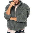 thumbnail image 1 of CHEEREAM Mens Fuzzy Sherpa Jacket Hooded Fleece Cardigans Coats Long Sleeve Full Zip Hoodies Thermal Coat Outwear with Pockets Dark Gray M, 1 of 6