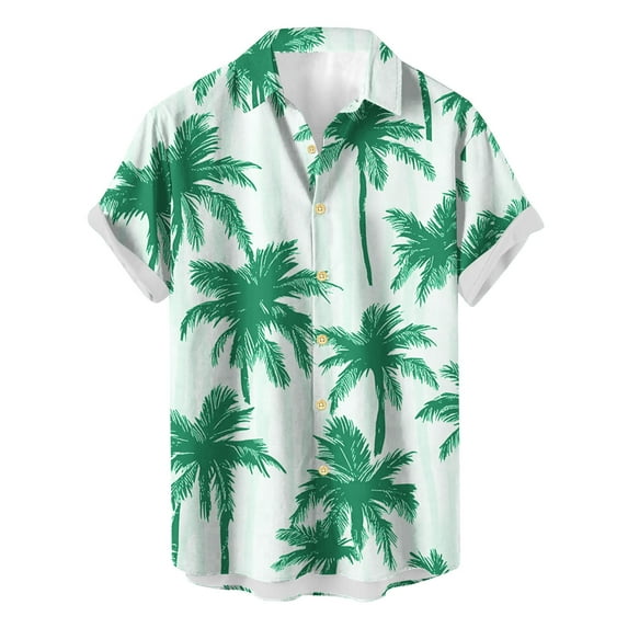 CHEEREAM Mens Hawaiian Shirt Short Sleeve Button Down Shirts Tropical Floral Summer Beach Shirts