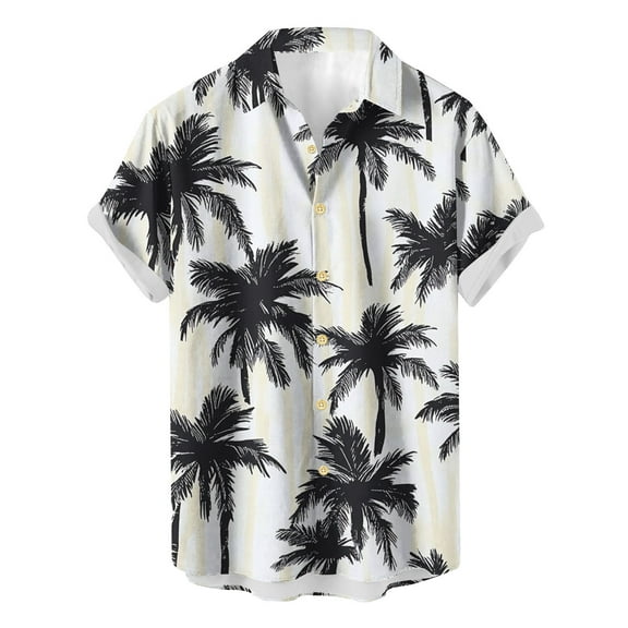CHEEREAM Mens Hawaiian Shirt Short Sleeve Button Down Shirts Tropical Floral Summer Beach Shirts