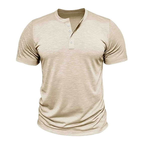CHEEREAM Mens Henley Shirts Short Sleeve Casual T Shirt Plain Slim Fit Henley Stylish Summer Tee Shirts